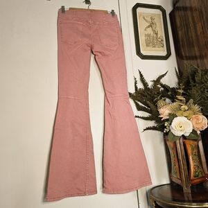 Free People Pink Bell Bottom Flare Stretch Pull-on Jeans We The Free 27